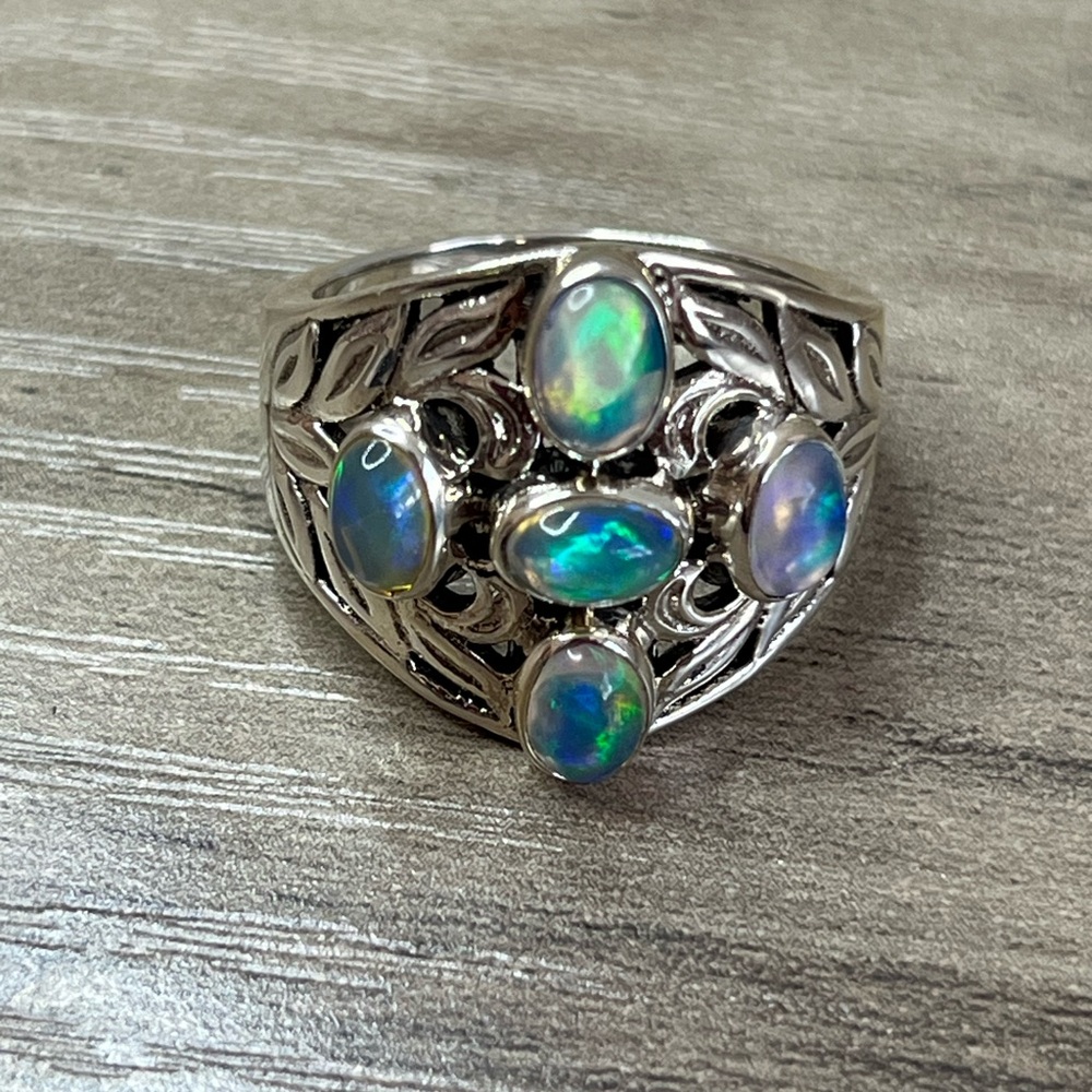 Nicky Butler Sterling Silver Ethiopian Opal Leaf Band Ring